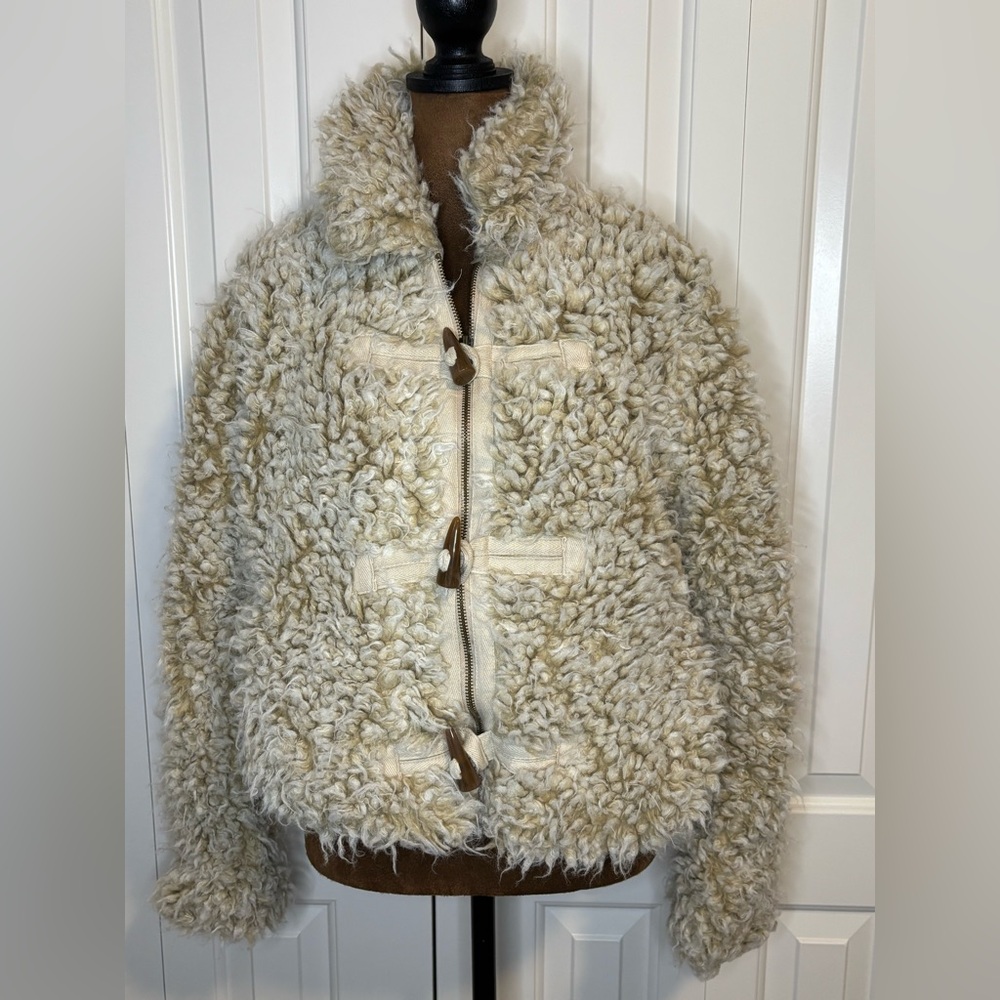 Anthropologie Brenna Faux Fur Cream Teddy Jacket Size Medium - Picture 8 of 16